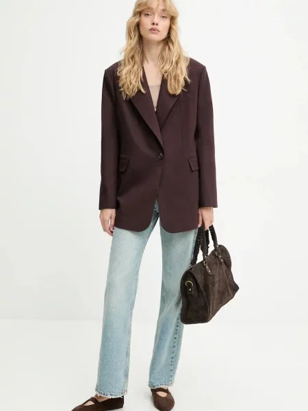 Answear.LAB marynarka jednorzędowa gładka bordowy