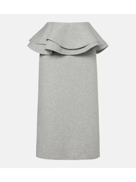 Spódnica midi Plan C z falbankami do kolan szara