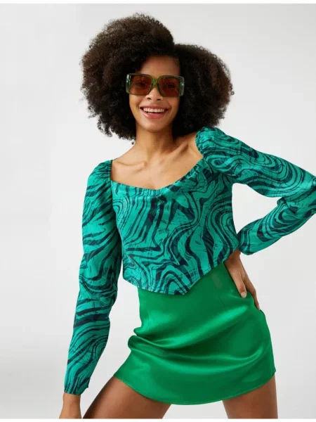 Długa kołnierzykowy bluzka Koton z długim rękawem czarna