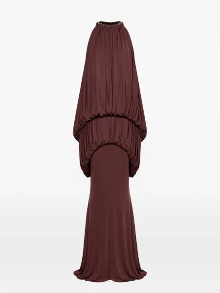 Rochie maxi Chats By C.dam drapată roșu