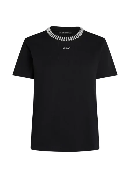 Tricou Karl Lagerfeld cu perle negru