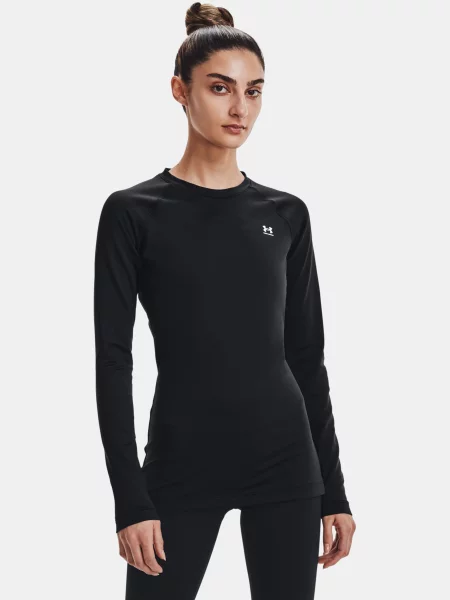 Dámske tričko Under Armour Authentics CG Crew black/white s dlhým rukávom čierna