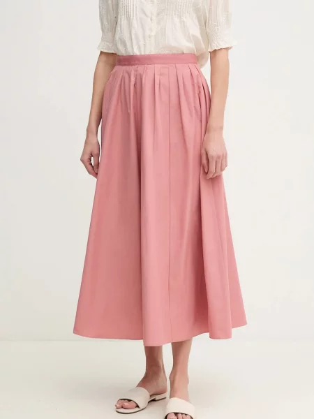 Fustă midi Oui până la genunchi portocaliu