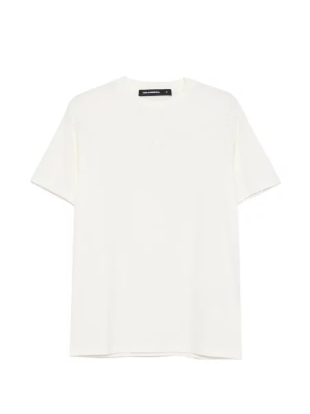 Tricou Karl Lagerfeld cu decolteu rotund cu autograf alb