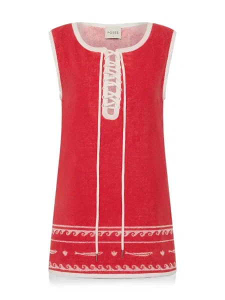 Rochie Posse cu șireturi din dantelă roșu