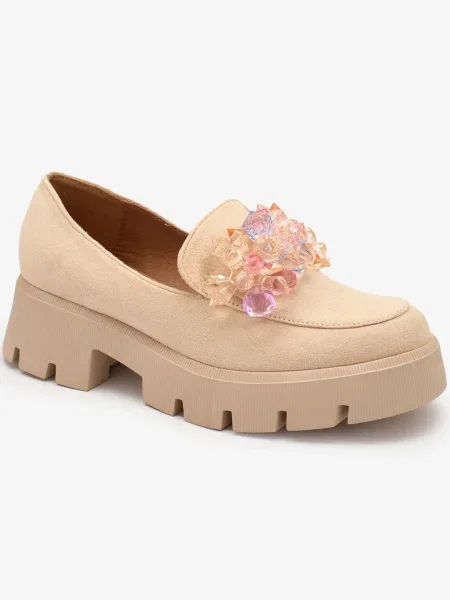 Mocasini Resti de cristal bej
