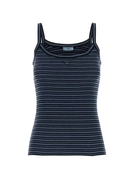 Top Prada cu broderie albastru