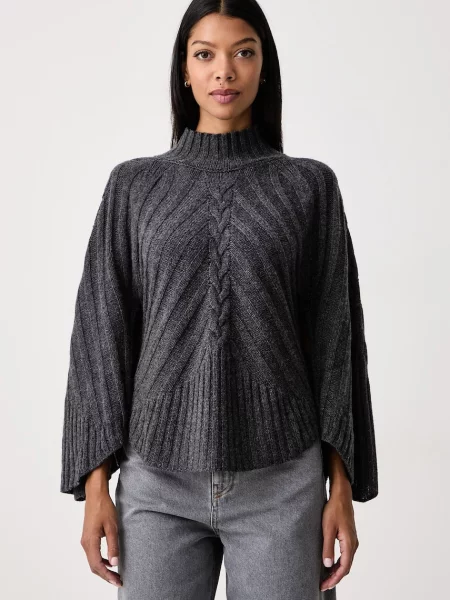 Twinset poncho pentru femei cu lână gri