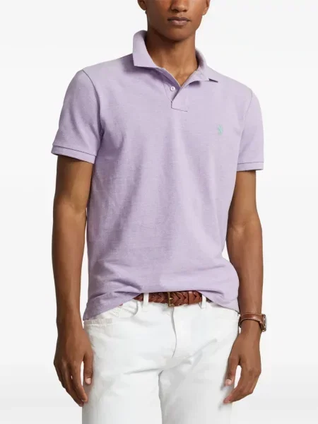 Tricou polo Polo Ralph Lauren cu glugă cu blană cu broderie roșu