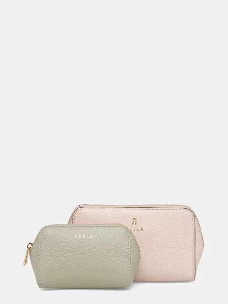 Кожена козметична чанта Furla 2 броя розово