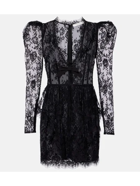 Sukienka Alessandra Rich z kokardką koronkowa czarna