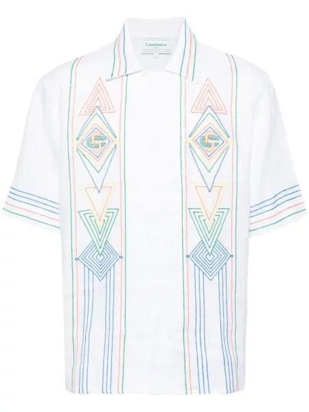 Cămașă Casablanca cu broderie scurtă alb
