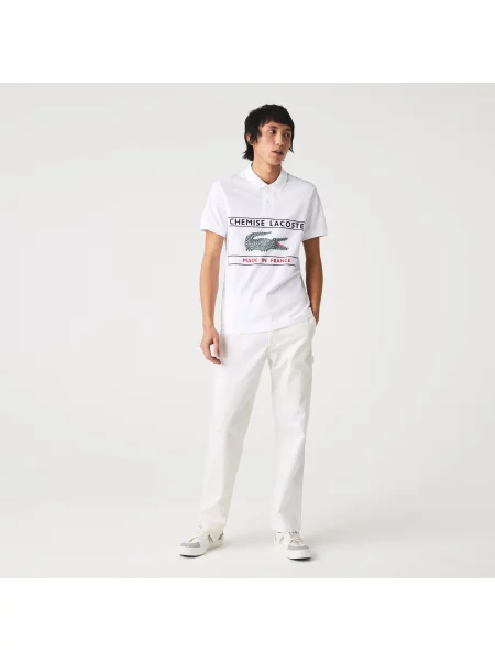 Lacoste Koszulka Polo Z Nadrukiem Regular Fit biała