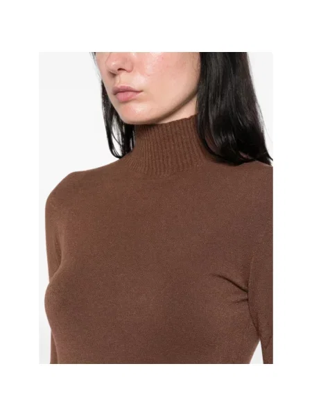 Lniany sweter z golfem Ermanno Scervino brązowy