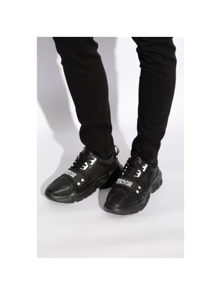Sneakersy Versace Jeans Couture skórzane z logo czarne