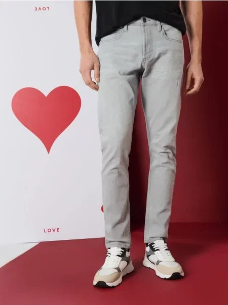 Sinsay Džíny slim se sepraným efektem béžová