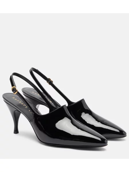 Pantofi cu toc Herbert Levine din piele de lac slingback negru