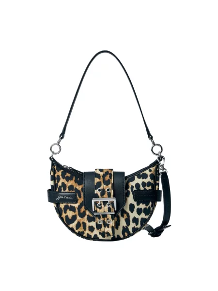 Wielobarwność torebka Ganni z nadrukiem w panterkę