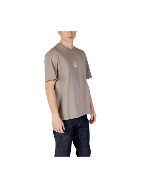 Koszulka Armani Exchange z krótkim rękawem brązowa