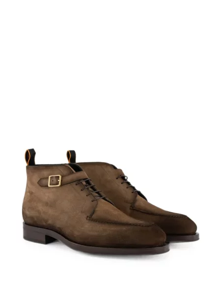 Botine Santoni cu șireturi din dantelă maro