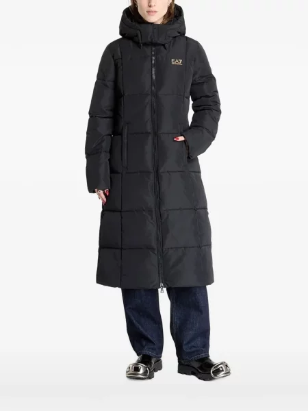 Palton Ea7 Emporio Armani cu glugă negru