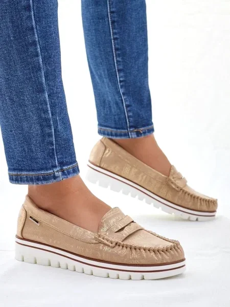 Велурени мокасини Resti бяло