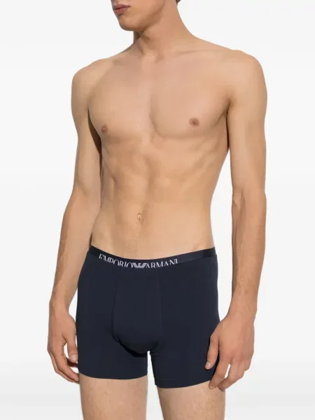 Pantaloni scurți Emporio Armani cu autograf albastru