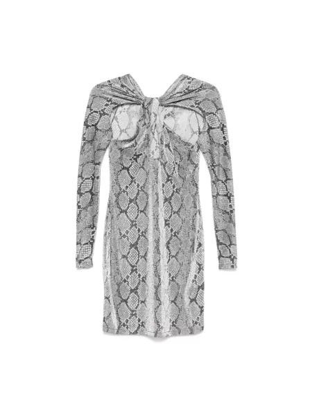 Sukienka Coperni w wężowy wzór skórzana szara