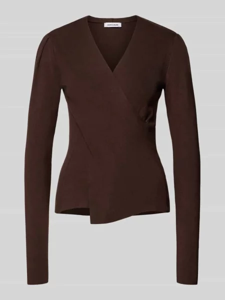 Sweter z dzianiny z mieszanki i elastanu w kopertowym stylu More & More