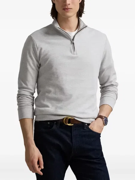 Dryžuota siuvinėta polo marškinėliai Polo Ralph Lauren izoliuoti pilka