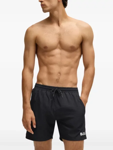 Slip de baie Boss cu imagine negru