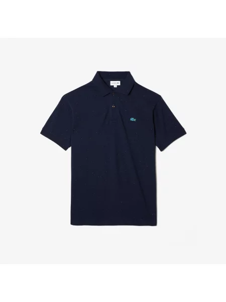 Lacoste Koszulka Polo Classic Fit Z Nadrukiem W Kropki Z Bawełny Piqué granatowa