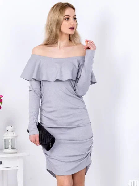 Rochie Fashionhunters plisată de costum gri