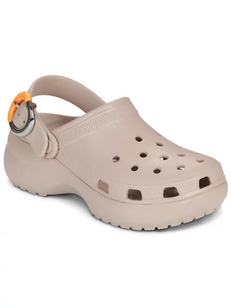 Pantofi Crocs cu platformă cu cataramă clasici bej