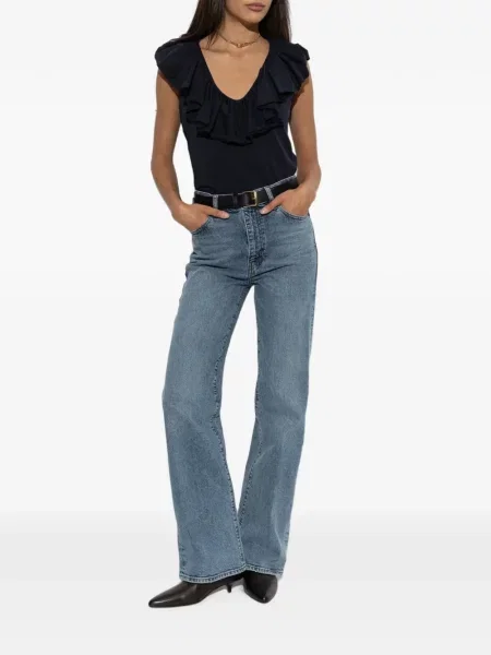 Top Ulla Johnson cu volane albastru