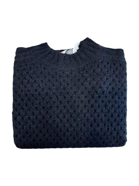 Sweter Le Tricot Perugia wełniany ażurowy czarny