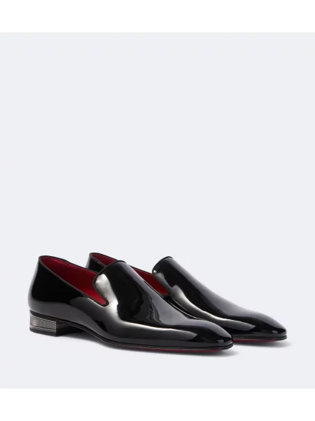 Pantofi loafer Christian Louboutin din piele de lac negru