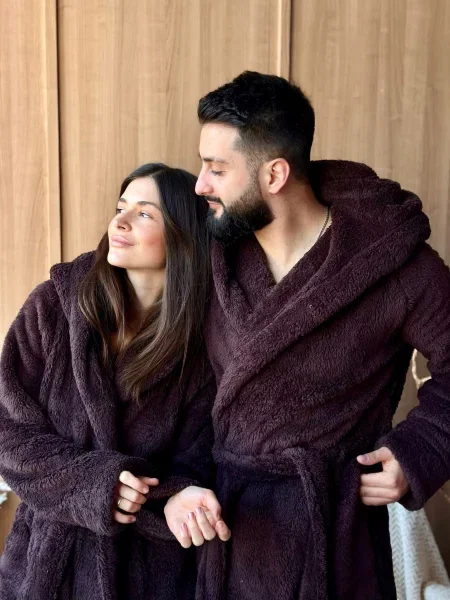 Халат Cosy на запах коричневый