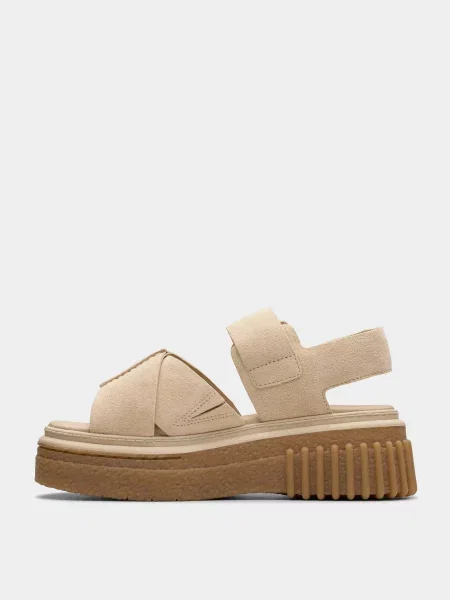 Шкіряні Босоніжки Clarks бежевий