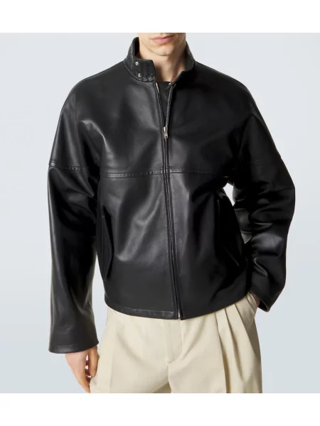 Geanta de piele Bottega Veneta negru
