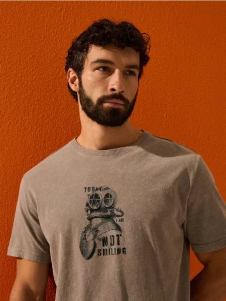 Sinsay koszulka z efektem sprania szary