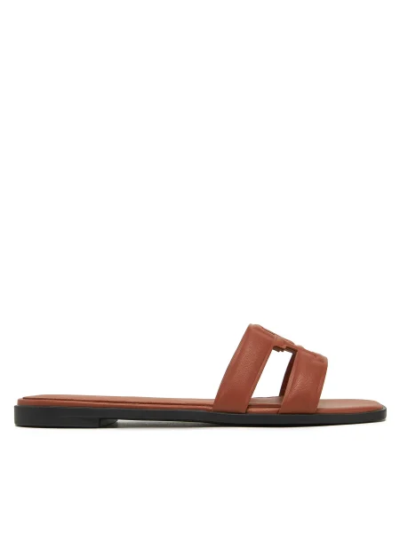 Tommy Hilfiger Papucs Th Logo Strap Mule barna