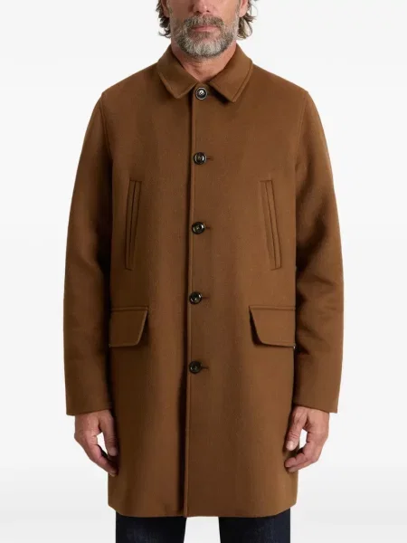 Вълнено двуредно палто Woolrich кафяво
