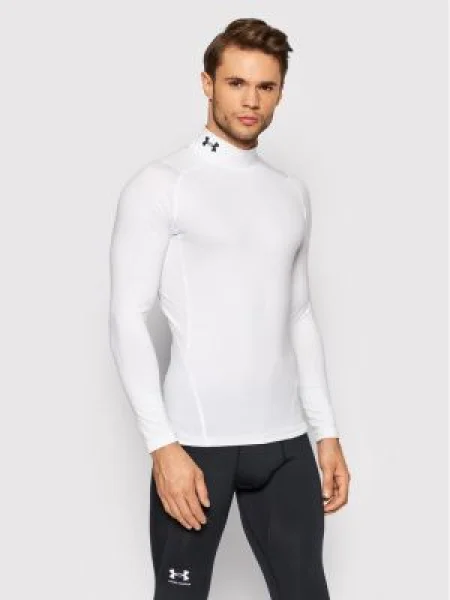Under Armour Тениска от техническо трико HeatGear® Mock Skinny Fit бял