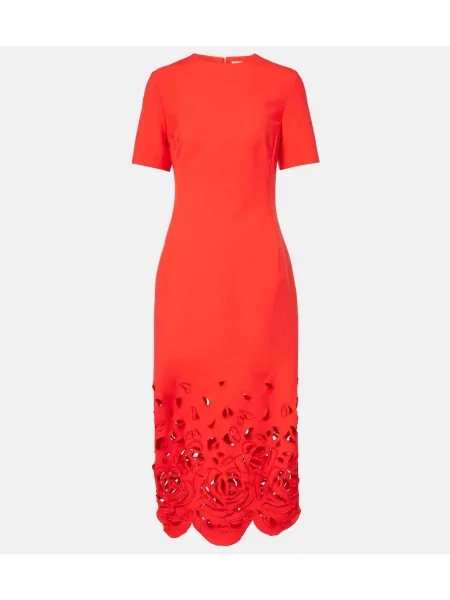 Koktejl obleka Oscar De La Renta s cvetličnim vzorcem oranžna