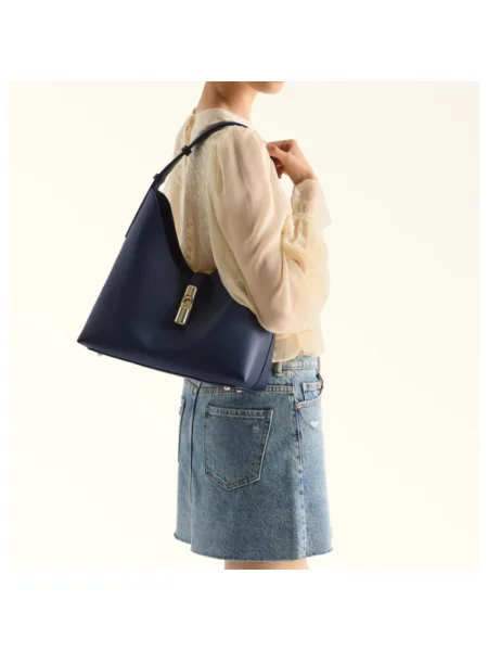 Torebka hobo Furla skórzana niebieska
