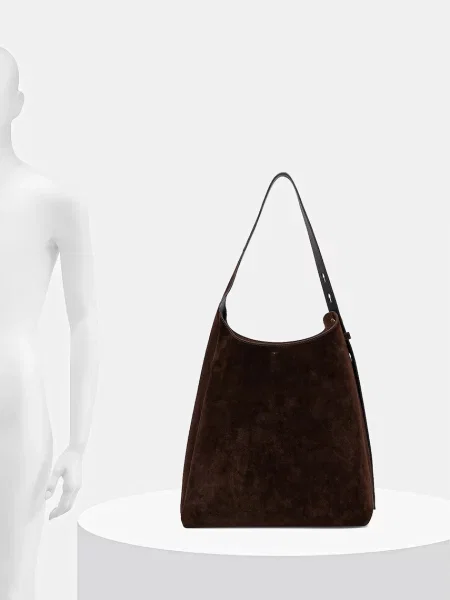 Замшева сумочка Tory Burch Romy Suede Hobo Bag коричневий