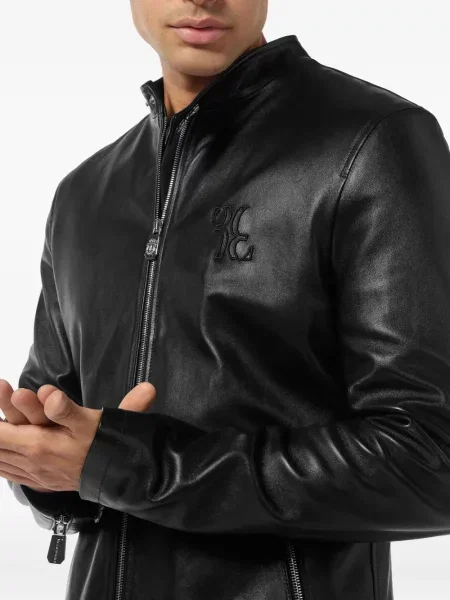 Geanta de piele Billionaire cu broderie negru