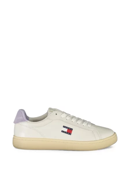 Sneakers Tommy Hilfiger με κορδόνια με δαντέλα με αυτόγραφο λευκό