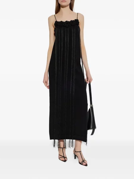 Костюм рокля Jil Sander на цветя с апликация черно